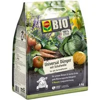Compo Universaldünger Universal Dünger mit Schafwolle 4 kg, Einzeln, mit Schafwolle, 3 bis 4 cm Einarbeitungstiefe
