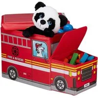 relaxdays Sitzkiepe Sitzbox für Kinder, Fire Truck