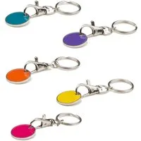 Macma Schlüsselanhänger 5x Metall Schlüsselanhänger mit Einkaufschip / je1x orange,gelb,pink,t