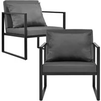 casa.pro Gartenlounge-Set, »Lerum« Gartenstuhl 2er Set Sessel mit Kissen schwarz