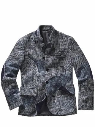 Mey & Edlich Herren Sashiko-Strick-Janker Blau 45 % Baumwolle, 20 % Baumwolle (bio), 33 % Polyester, 2 % Elasthan