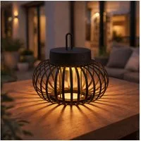 JUST LIGHT LED Außen-Tischleuchte, LED-Leuchtmittel fest verbaut, Warmweiß, Tischleuchte Pendellampe Innen Außen LED Touchdimmer Akku D 25 cm