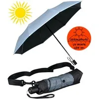 iX-brella Taschenregenschirm Sonnen-Regenschirm mit UPF 50+, UV-Hitze-Schutz, mit Umhängetasche, mit Handöffner, innen schwarz
