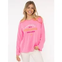 Zwillingsherz Sweater "Strandglück 2014" mit Used-Look Kanten und Stickerei