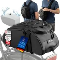 Valkental Gepäckträgertasche 3in1 Fahrradtasche Trunk Bag (mit Rucksackfunktion, und Tragegriff), wasserfest & reflektierend, 10L