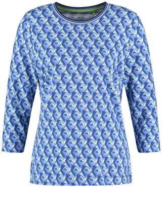 GERRY WEBER Collection - T-Shirt mit Allover-Print blau - Gr. - 38