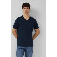 s.Oliver Kurzarmshirt T-Shirt Flammgarnshirt mit offener Kante am Ausschnitt