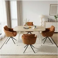 Jiexi Essgruppe Tisch- und Stuhlset, Moderner Esstisch (120×70×75 cm) mit 4 Stühlen