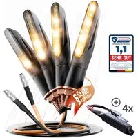 Binego Blinker LED Motorrad E Geprüft Mini mit Lauflicht Universell, Lauflicht Blinker, LED fest integriert, Gelb, StVZO konform