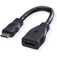 VALUE HDMI High Speed Kabel mit Ethernet, HDMI BU - Mini HDMI ST Audio- & Video-Kabel, HDMI Typ A Weiblich (Buchse), HDMI Typ C (Mini) Männlich (Stecker) (15.0 cm)