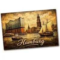 speecheese Magnet Hamburg Sonnenuntergang an der Elbe Souvenir Souvenir Magnet