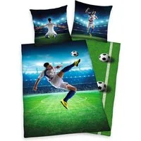 Herding Young Collection Kinderbettwäsche Fußballschuss, Renforcé, 2 teilig, mit einem Fußballspieler