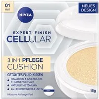 Nivea Foundation CELLULAR EXPERT FINISH 3IN1 CUSHION LSF 15, spendet Feuchtigkeit, ebenmäßigere Haut, mindert Fältchen.