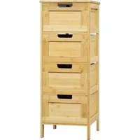 EUGAD Badkommode (1 St), Badschrank Bambus, mit 4 Schubladen, 30x80x30 cm
