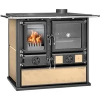 Festbrennstoffherd Cook Premium Beige, 8,9 kW, Zeitbrand, Küchenofen, Ofenherd zum Heizen, Kochen & Backen