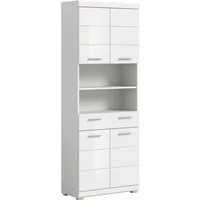 welltime Hochschrank SIENA, Breite 74cm, 4 Türen, 1 Schubkasten, 2 offene Fächer, MDF-Front (TOPSELLER) in verschiedenen Farben erhältlich, Badmöbel, Badschrank, Schrank, Bad