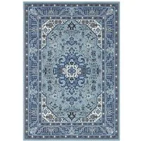 NOURISTAN Teppich Orientalischer Kurzflor Teppich Skazar Isfahan hellblau, rechteckig, Höhe: 9 mm
