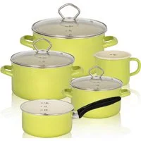 Krüger Topf-Set Juist, Emaille (Set, 8-tlg., Fleischtopf 16/20/24 cm, Milchtopf 12 cm, Stieltopf 16 cm), Induktion