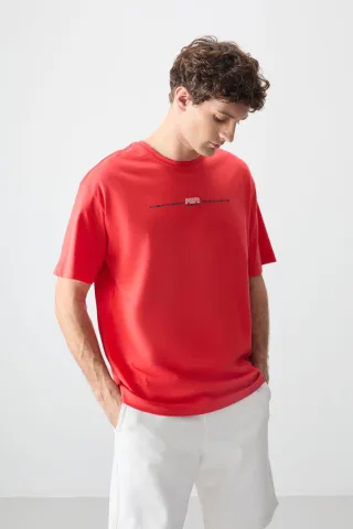 Übergrößen Baumwoll Crew-Neck Bedrucktes T-Shirt