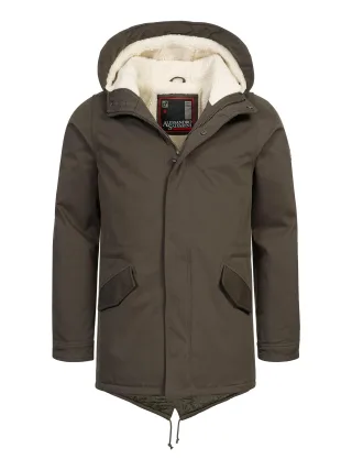 Alessandro Salvarini Herren Winterparka mit Teddyfell und Kapuze