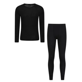 Mountain Warehouse Herren Merinowolle Thermal Base Layers Set (Schwarz)