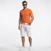 Geographical Norway Cargoshorts Herren – Kurze Hose aus Baumwolle, Regular Fit (Packung, 1-tlg) Bermuda Shorts mit Gürtel & Cargotaschen, Größe S–5XL