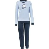 Erwin Müller Pyjama Damen-Schlafanzug Single-Jersey Streifen: Oberteil/Tiermotive: Oberteil, Katze