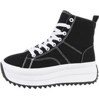 Ital-Design Komfortable Sneakers mit hoher Sohle und modischem Design Sneakerboots (85960102) Flach Sneakers High in Schwarz