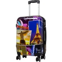 Warenhandel König Hartschalen-Trolley Five Cities, 4 Rollen, mit Motiv, Dehnfalte (Gr. L und XL), aufrecht rollbar