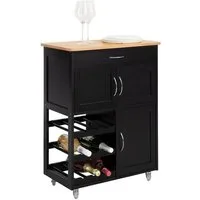 SoBuy Küchenwagen FKW45, Küchenwagen auf Rollen, Kücheninsel, Küchenregal, Servierwagen mit Flaschenablagen Weinschrank Rollwagen Küche Esszimmer