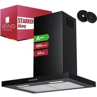 Levivo Wandhaube A++ Dunstabzugshaube 60cm Umluft & Abluft mit 380 m³/h A++ Dunstabzugshaube 60cm Umluft & Abluft mit 380 m³/h, Aktivkohlefiltern, Fettfiltern, LED-Beleuchtung