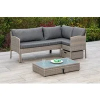 MERXX Balkonset Viletta, (3-tlg), Ecksofa, höhenverstellbarer Tisch, mit Box