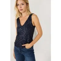 No Matter What Blusentop Paillettenbluse mit V-Ausschnitt