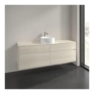 Villeroy und Boch Collaro Waschtischunterschrank C049B0AA 160x54,8x50cm, Waschtisch mittig, LED-Beleuchtung 12W, white oak