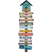 Spetebo Deko-Schriftzug Holz Gartenstab mit 11 Gartenregeln - 99 x 27 cm (Stück, 1 St., Gartenschild), Buntes Holzschild mit 11 Regeln für den Garten
