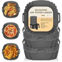 TUWENA Silikonform 3 Stück Silikonform, Wiederverwendbares Airfryer Silikon Einsätze, (3-tlg), Anstelle Airfryer Backpapier Pergamentpapier,Heißluftfritteuse Zubehör