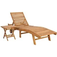 vidaXL Gartenliege Sonnenliege 2 pcs Massivholz Braun, 2 St.