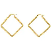 KARMA Paar Creolen eckig Gold Ohrringe 3,9 cm Damenohrringe (modern Geschenk für Sie, Damenschmuck Damencreolen), Ohrschmuck goldfarben Kreolen