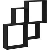 vidaXL Regal Wandregal Schwarz Eichen-Optik 80 x 15 x 78,5 cm Holzwerkstoff, 1-tlg.