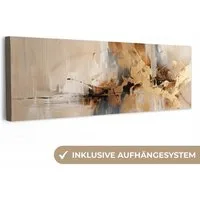 OneMillionCanvasses® Leinwandbild Panorama Modern - Braun - Abstrakt - Beige, Fotodruck (1 St), Wandbild, Deko Schlafzimmer Wohnzimmer Flur 60x20 cm