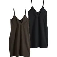 The Set Jerseykleid The Set Kurze Trägerkleider aus Jersey, 2er-Pack (2-tlg)