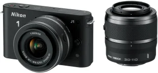 Nikon 1 J1 [10MP Full HD 3"] schwarz inkl. 1 NIKKOR VR 10-30mm 1:35-56 + VR 30-110mm 1:38-56 Objektiv