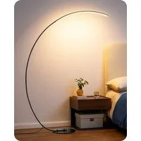 EDISHINE LED Stehlampe Wohnzimmer dimmbar, Bogenlampe, LED fest integriert, Kaltweiß, Warmweiß, moderne Bogenlampe mit Fernbedienung & Fußschalter, Schwarz, 167 cm