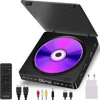QUBEBU Region-Free DVD Player CD Player, HDMI AV-Ausgang, USB-Eingang DVD-Player (Fehler Korrektur, Fernbedienung, Touch-Steuerung, Weihnachtsgeschenke)