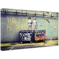 Leinwando Gemälde Banksy Bilder Leinwand Life is short / Leinwandbild