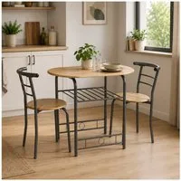 HTI-Living Essgruppe Tischgruppe Artisaneiche Merit, (Set, 3-tlg., 1 Tisch, 2 Stühle), Essgruppe 1 Tisch 2 Stühle