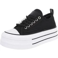Ital-Design Stylische Plattform-Sneaker mit Perlen-Details für Damen Sneaker (91117318) Flach Sneakers Low in Schwarz