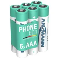 ANSMANN AG Akku AAA Micro 800 mAh 1,2V NiMH - 6 Stück, wiederaufladbar mit maxE Akku 800 mAh (1.2 V)