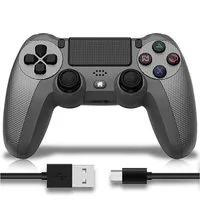 POPOLIC Controller für PS4 Mobile, Dualshock,Wireless PC-Controller (6-Achsen, LED-Licht, Touchpanel, Kopfhörerbuchse, inkl. Ladekabel, 1 St., 600-mAh-Akku, Bequeme Tasten, Präzises D-Pad)