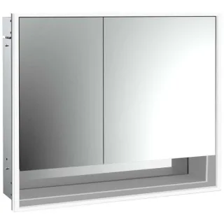 Emco Loft Unterputz-Lichtspiegelschrank 979805209 800x733mm, Unterfach, LED, 2-türig, breite Tür rechts, aluminium/Spiegel